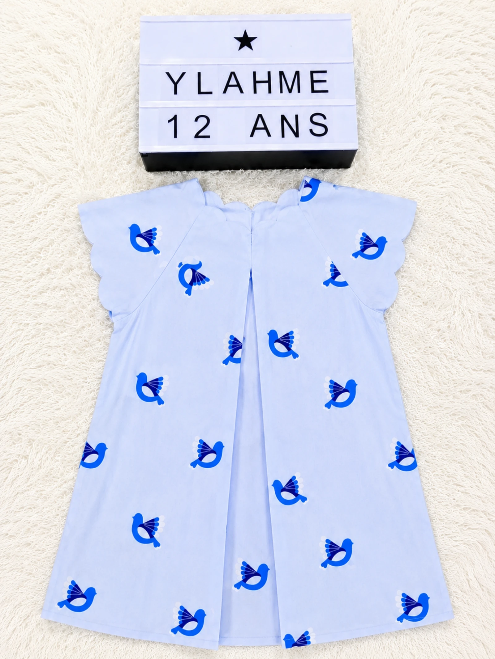 Blouse Jacadi Paris bleu ciel à motifs oiseaux 12 ans 👒